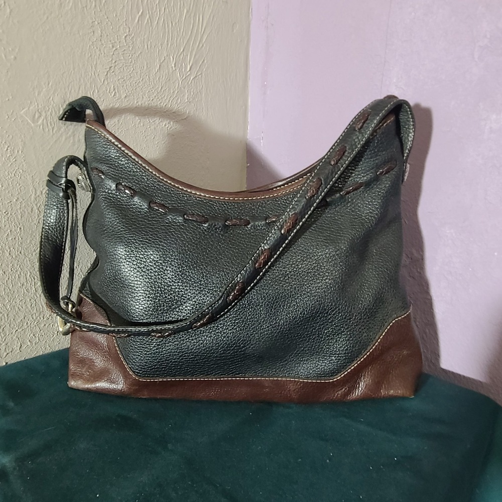Brighton‎ Shoulder Bag Women Medium Black Brown Vintage Leather Heart Charm